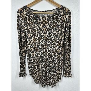 Gina Tricot Shirt Womens Small Leopard Print Long Sleeve Lightweight Top Animal